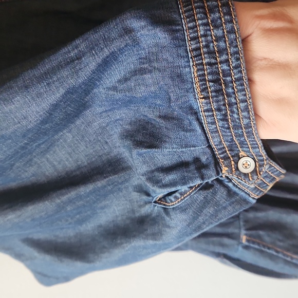 Anthropologie Pilcro & The Letterpress Romper Denim Shorts Jumper Wrap Sz 24W - Picture 4 of 11